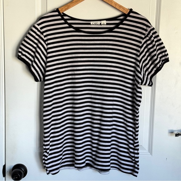Cato Tops - Cato Black and White Striped Short Sleeve Tee Size XL